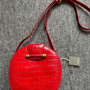 Vintage Bally Vibrant Red Croc-Embossed Crossbody Bag